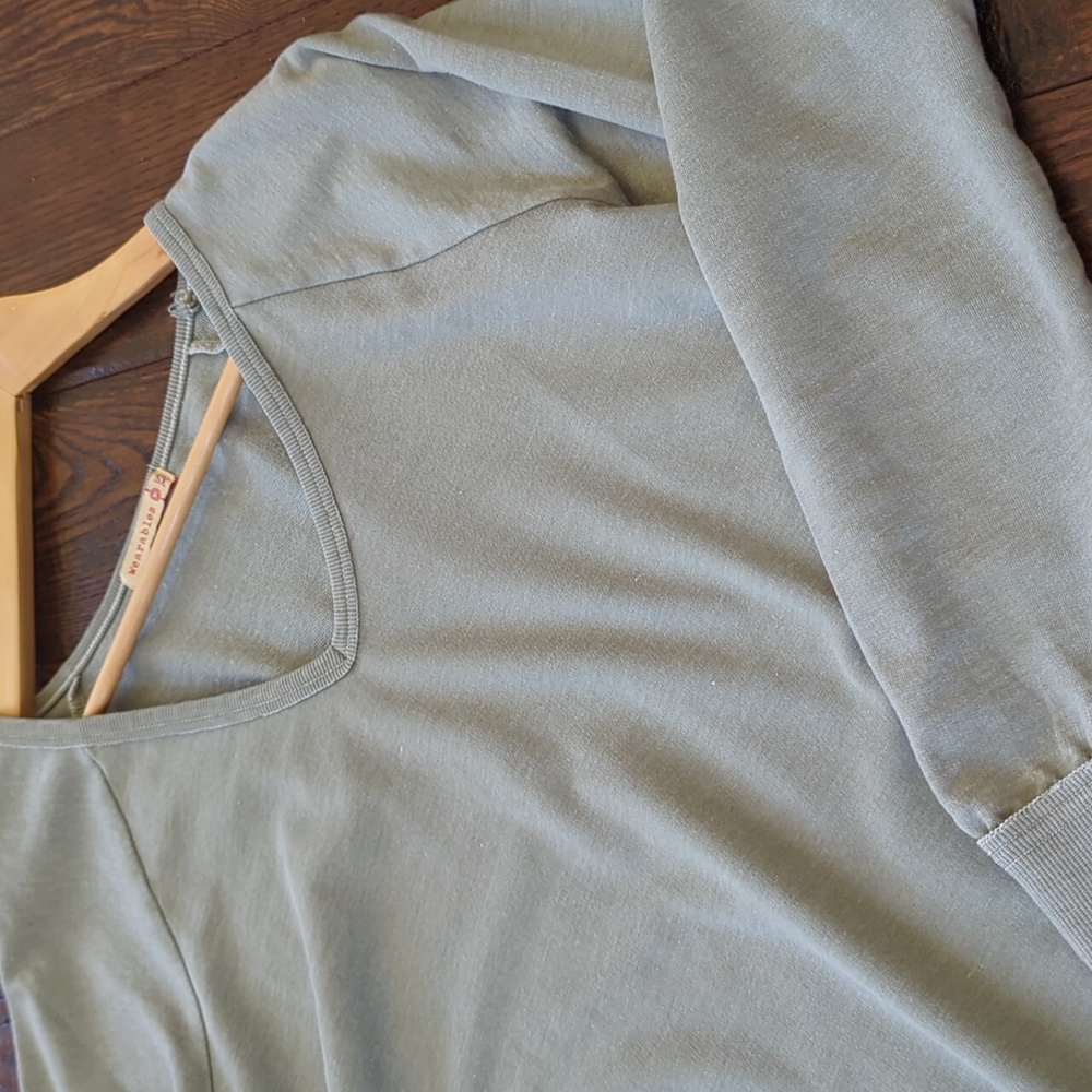 WEARABLES for XCVI I Sage Green BRONTY Burnout V-Neck Pullover Top, XS
